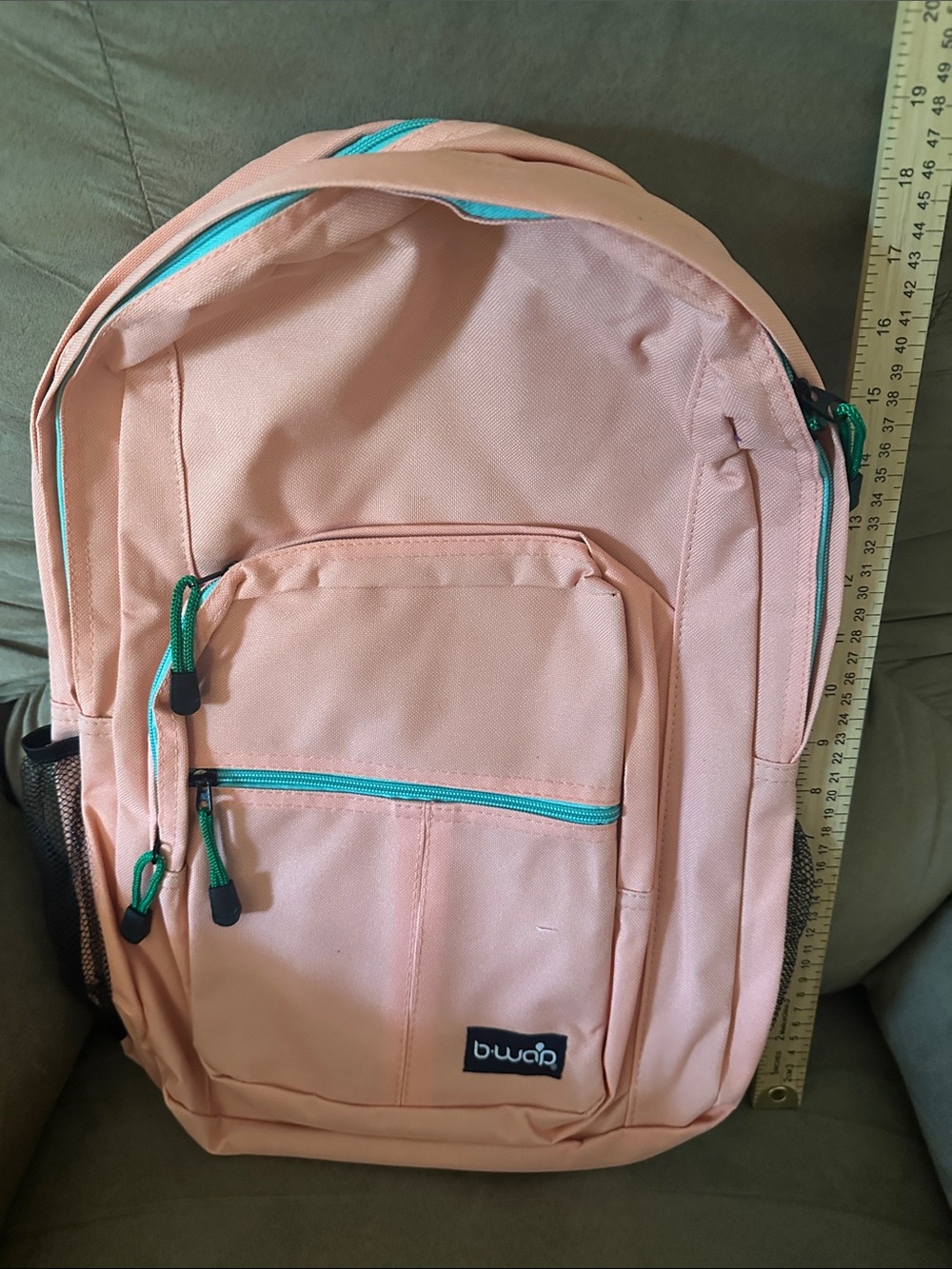 Peach Backpack with Teal Accents - bwap 18” New